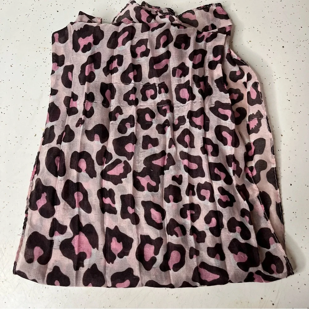 5/$15 Fashion Scarf Womens Pink Black Leopard Print Polyester Casual Lightweight